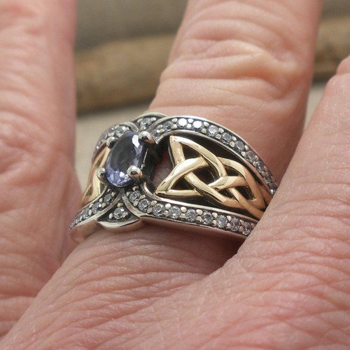Anello Nodo Celtico Argento Sterling & 10K con Gioielli Iolite & CZ KEITH JACK - Foto 12 di 12