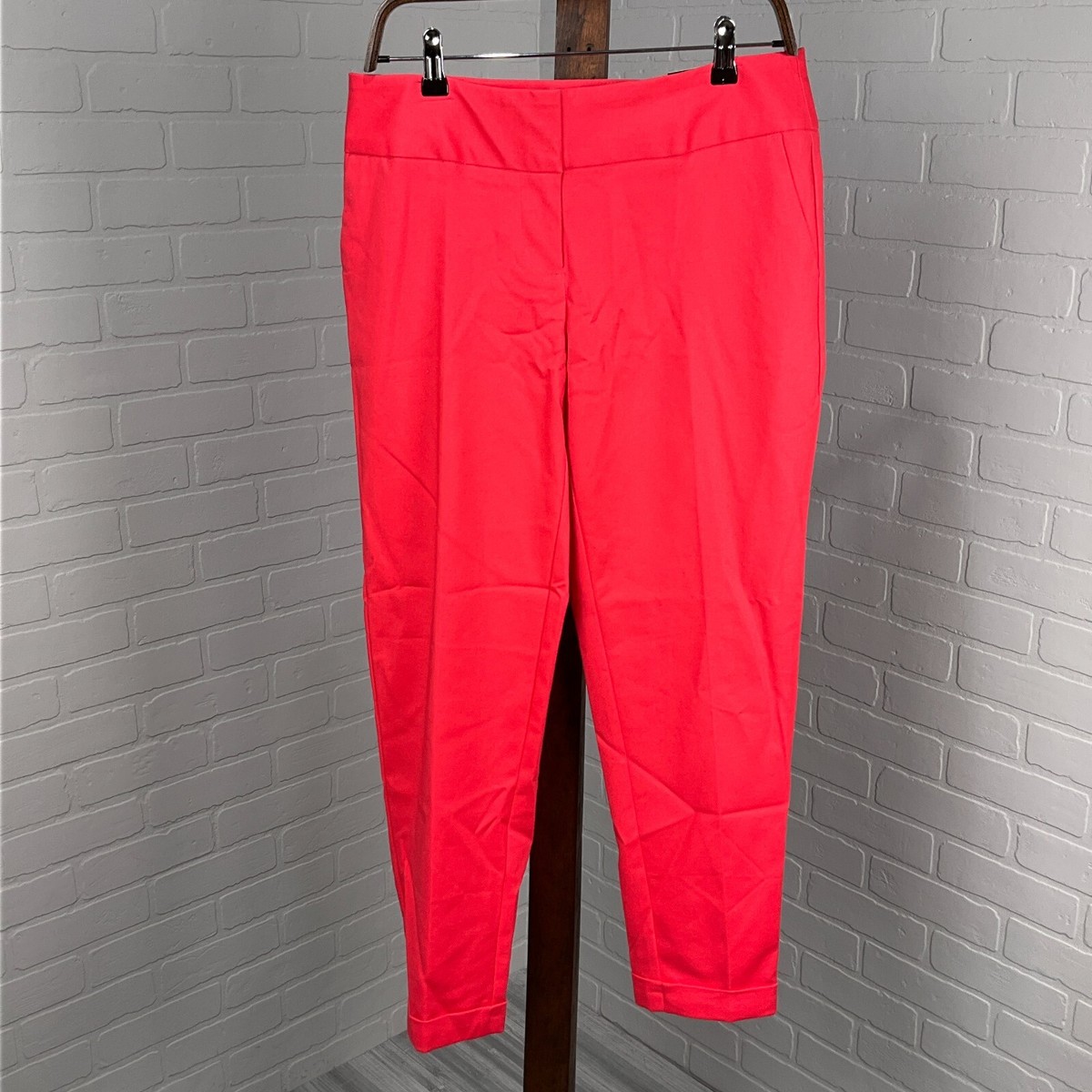 Worthington Womens Slim Fit Hot Pink High Rise Flat Front Casual Pants Plus Sz 1