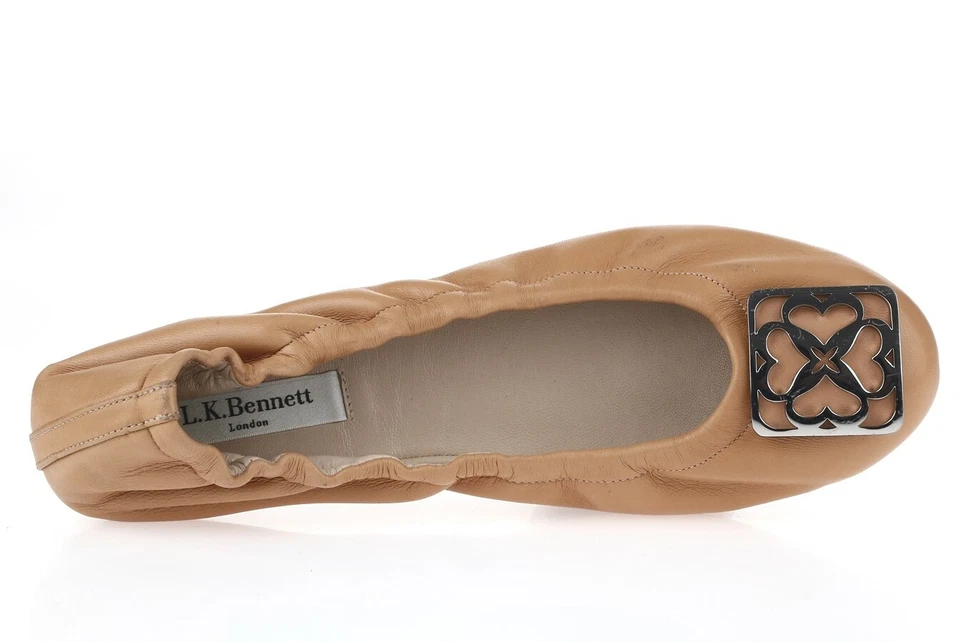 Mujer L.K. Zapatos planos de ballet de cuero beige/nude Bennett talla 37,5 ¡NUEVO! Foto 4 de 4