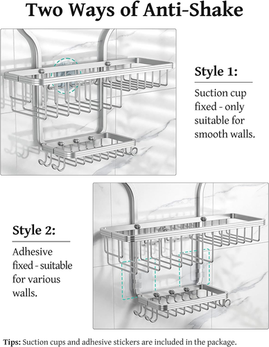 Shower Caddy Hanging - Never Rust Shower Organizer - Aluminum over the Shower He - Picture 6 of 8