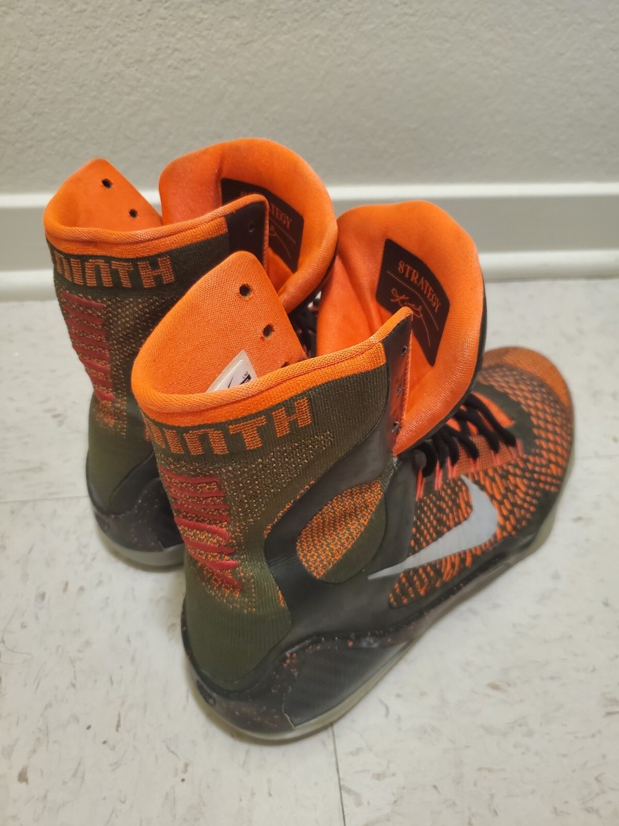 Nike Kobe 9 IX Elite Strategy Sequoia Size 10 High Top Orange