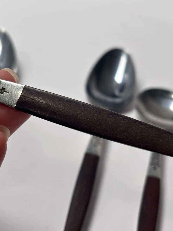 IMPERFECTO Interpur INR2 Acero Inoxidable Marrón Mango Madera MCM Japón Lote Cuchara Sopera 8" Foto 3 de 4