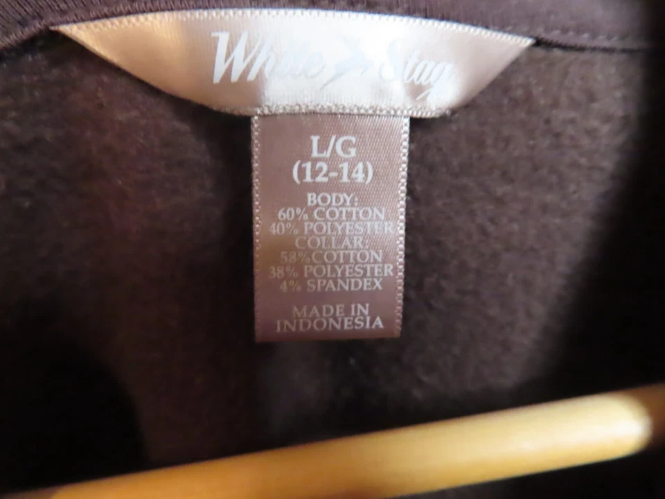 Cárdigan manga larga con cuello chal polar marrón ciervo blanco para mujer talla L 12 14 Foto 4 de 4