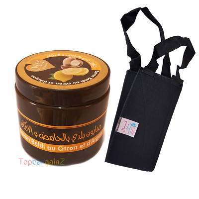 Bio Arganöl Zitrone marokkanische schwarze Seife Peeling Hamam Rückengurt Kessa