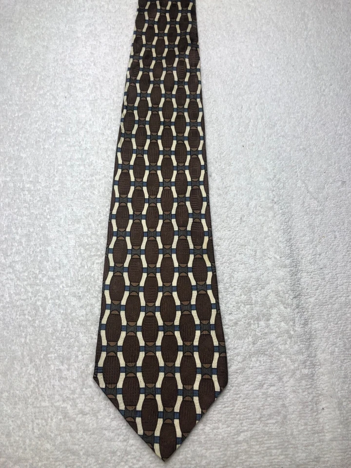 LINEA MODA CORBATA HOMBRE MARRÓN AZUL BLANCO 4 X 58 Foto 2 de 4