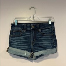 American eagle dark wash high rise jean shorts size 2