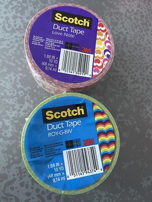 duct tape lot of 2 Rainbow Roy G Biv Heart Love Note NIP sealed