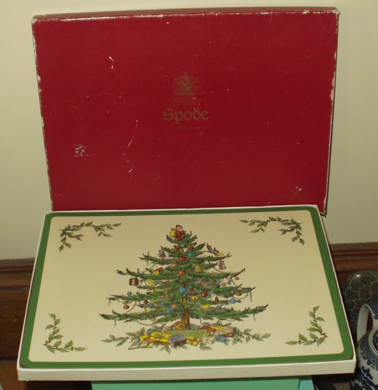 Spode Pimpernel Hard Cork Christmas Tree Place Mats w Box -Used
