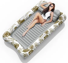 Inflatable Tanning Pool Rafts Adults 83.5" X 52.4" Adult Pool Floats with Pillow