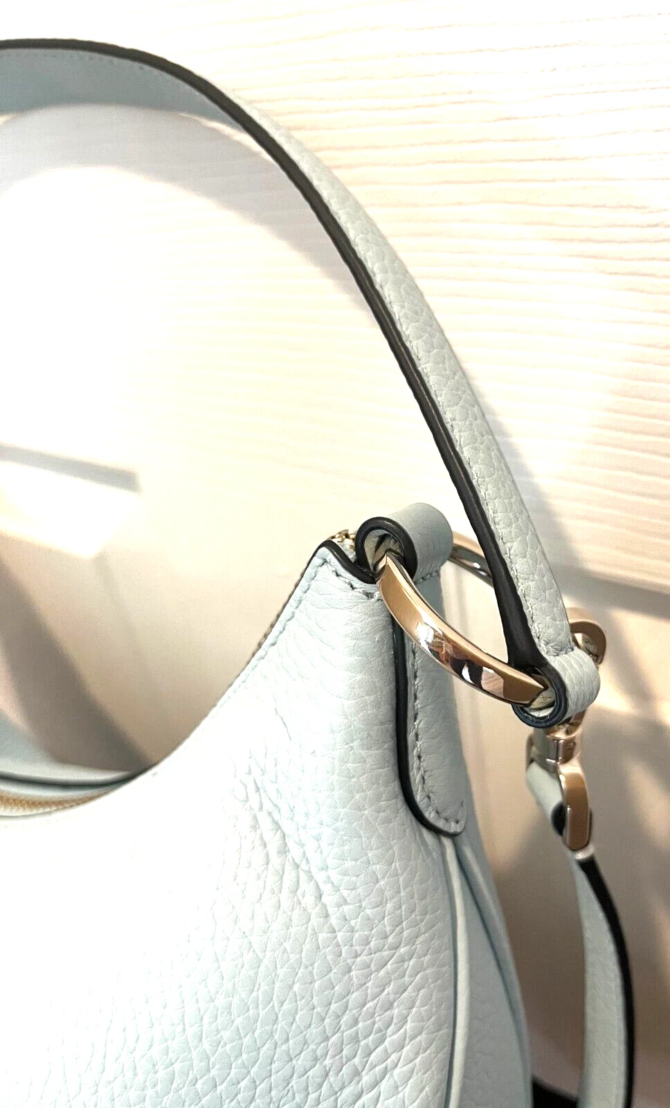 Borsa a tracolla Kate Spade Weston in pelle "Frosty sky" blu nuova con etichetta