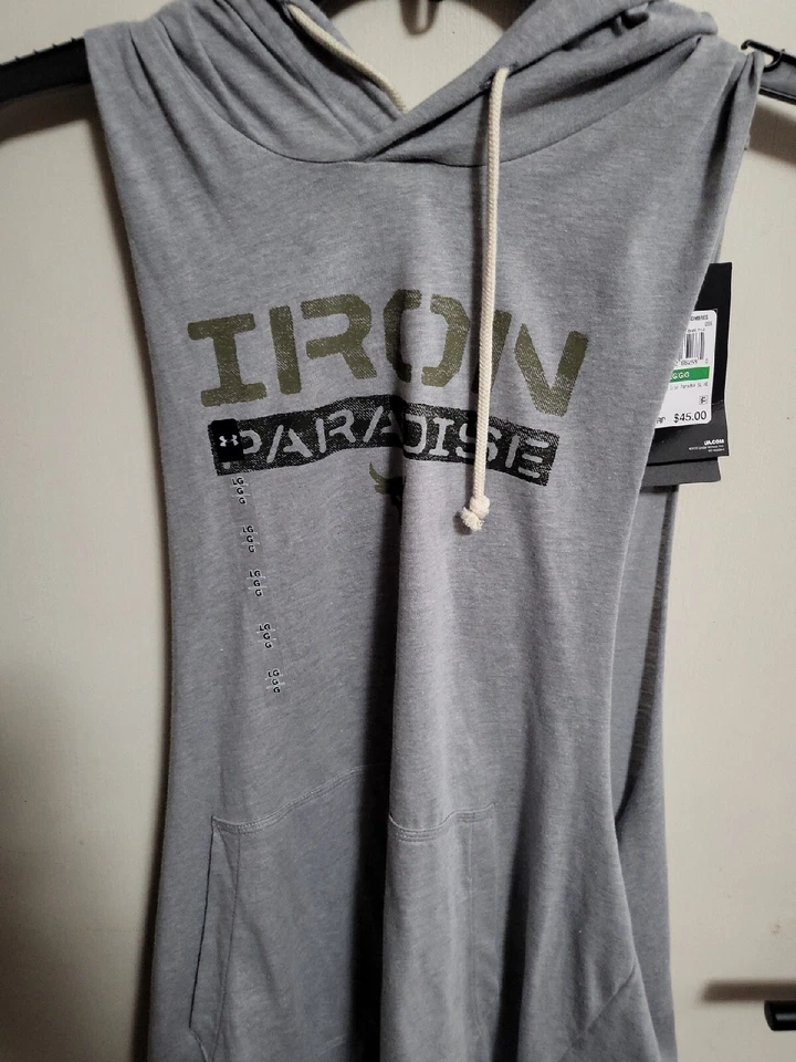 9-2023-NUEVO CON ETIQUETAS-Under Armour Project Rock TANQUE CON CAPUCHA + ¡ROCA AUTÉNTICA PARA HOMBRES!-LG Foto 4 de 4