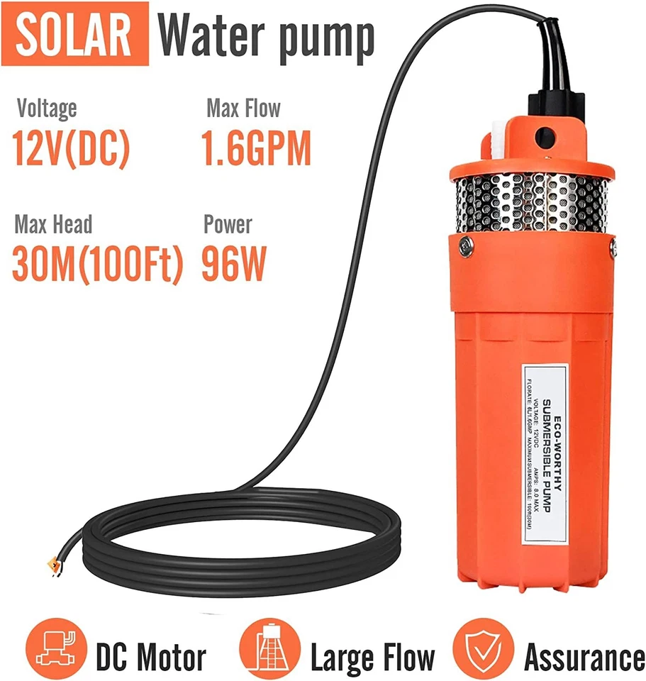 12V Solar Water Well Pump Kit with 30Ah Lithium Battery 200W Solar Panel Kit - Image 2 of 3