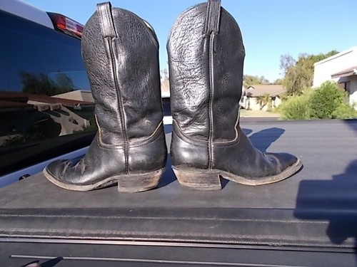 Vintage Distressed HONDO Black Round Toe Western Cowboy Boots Men's Sz 8 D - Picture 6 of 10