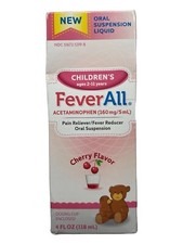FeverAll Liquid Children's Acetaminophen - Pain/Fever Reducer - Cherry - 4 fl oz