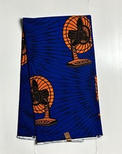 African Print Fabric, Ankara - Blue, Orange Fabric
