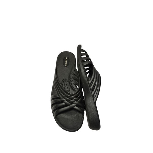 Okabashi Venice Womens Sandals Black Rubber Classic Comfort Slip On Size 8-9 - Picture 4 of 7