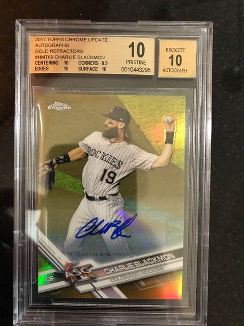 2017 TOPPS CHROME UPDATE CHARLIE BLACKMON GOLD REFRACTOR AUTO /50 BGS 10 POP 1