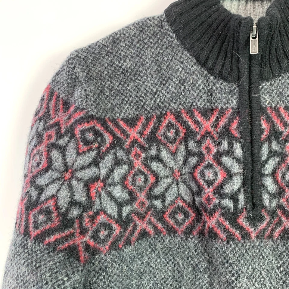 复古 LL Bean Shetland 羊毛雪花冬季 1/4 拉链毛衣小号阅读 — 第 2/4 张图片