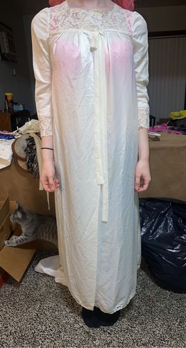 B Altman Christian Dior Night Dress Gown set Ivory Medium RARE 70s Vintage slay - Picture 11 of 14