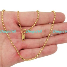 Prawdziwy 18-karatowe żółte złoto wypełnione kamuflażem odporny na owalny naszyjnik z koralikami H050Y