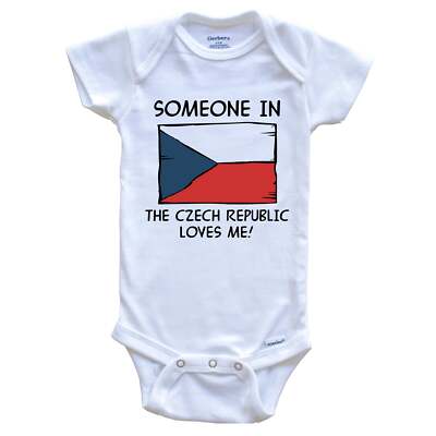 Someone In the Czech Republic Loves Me Czech Flag One Piece Baby Bodysuit
