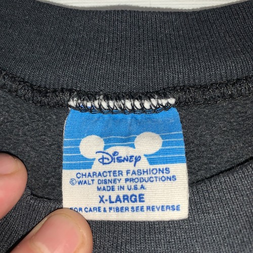 Vintage 80s Disney Mickey Mouse Crewneck Sweatshirt Made USA Size XL Black Rare - Picture 2 of 13