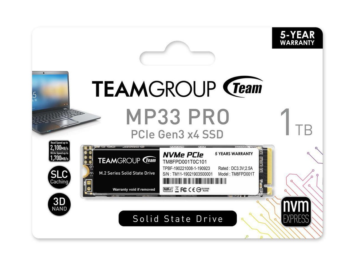Team Group MP33 PRO M.2 2280 1TB PCIe 3.0 x4 with NVMe 1.3 3D NAND