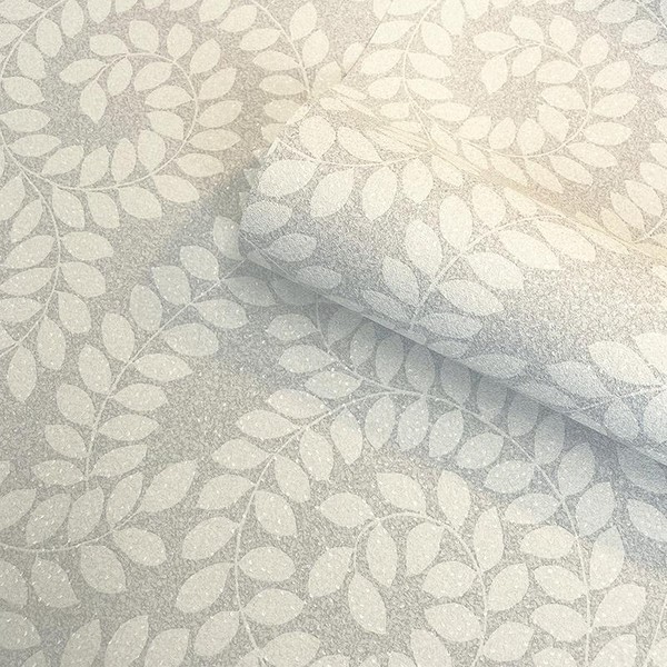 Leaf Trails Valentino Tapete Belgravia 1927 Grau Glitzer Texturiertes Vinyl-image