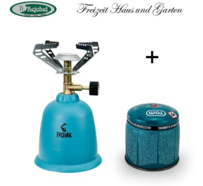 FROYAK Campingkocher Gaskocher Gaskartuschen Butan Gas 190g EN417 Notkocher+Gas.