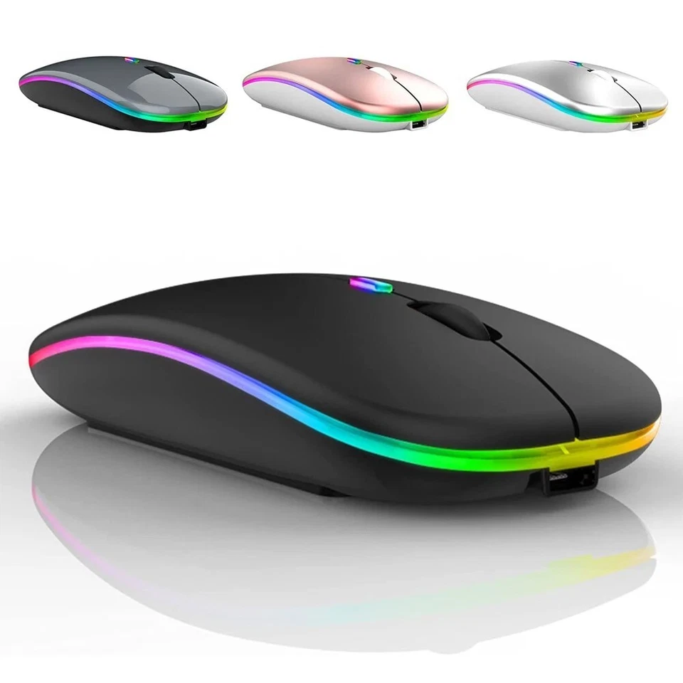 LED Kabellose RGB Maus, USB Wiederaufladbar, Bluetooth, Leise und Ergonomisch - Bild 2 von 4
