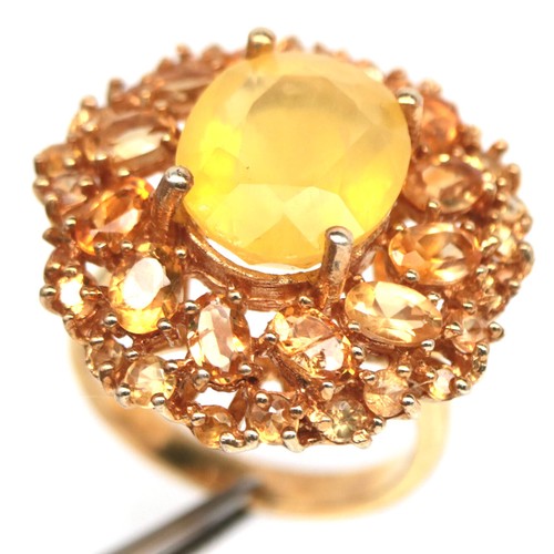 925 Plata de Ley 11 x 14 Mm. Amarillo Ópalo ,Zafiro & Citrino Anillo Tamaño 8.25 - Imagen 2 de 4