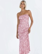 NWT Princess Polly Maxi Dress Womens 10 Pink Floral Salvin Strapless