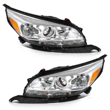 Headlights Assembly Pair For Chevy Malibu 2013 2014 2015 Chrome Housing