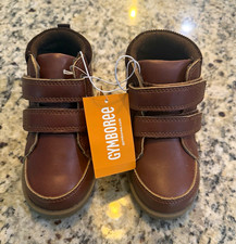 Gymboree Brown Faux Leather Hook & Loop Ankle Bootie Boots Kids Size 8