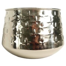 Metal Planter Plant Pot Silver Modern Indoor Home Decor Premium UK