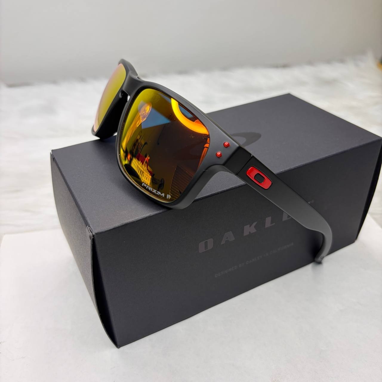 Oakley Holbrook Polarized Sunglasses Matte Black Orange Red Mirror Lens