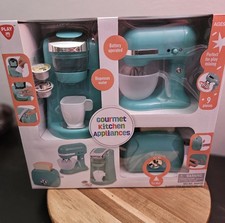 Play Gourmet Kitchen Appliances 9 Piece Set Kids Kitchen Playset Teal