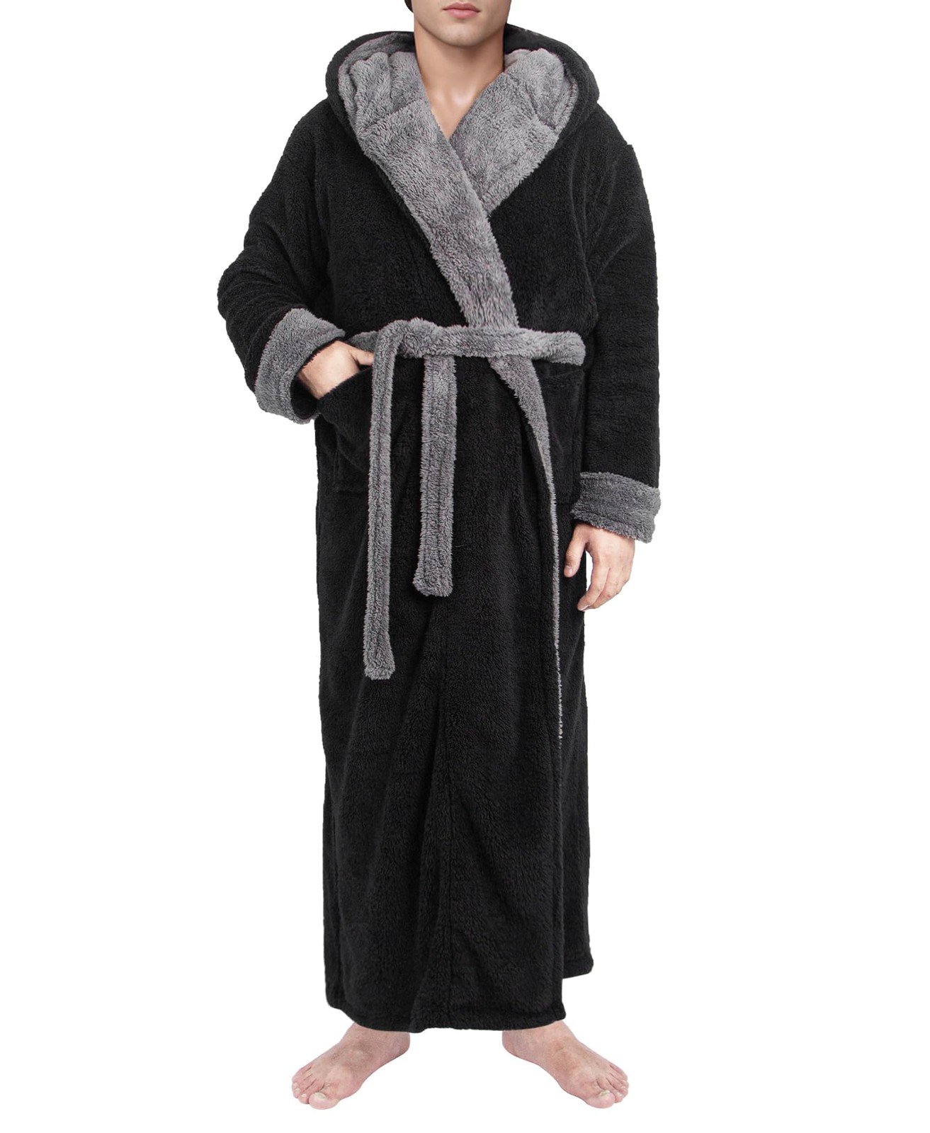 Mens Robe with Hood, Big and Tall Plush Fleece Long | eBay