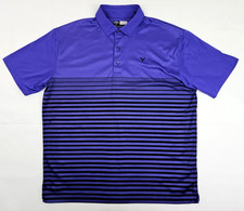 Callaway Opti-Dri Striped Short Sleeve Golf Polo Shirt Men L, Purple Wicking SS