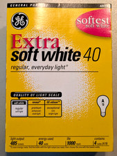 New Pack of 3 GE Extra Soft White 40w Bulbs, NOS 1000 Hours
