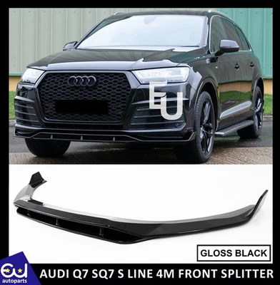 EU AUTO PARTS LTD PER AUDI Q7 SQ7 S LINE 4M SPLITTER ANTERIORE LABBRO PARAURTI SPOILER NERO LUCIDO 16-20