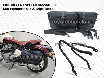 Supports De Valises Pour Royal Enfield CLASSIC 650 Avec Sacs Souples Noir D1 - Photo 1/4