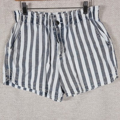 Thread & Supply Navy White Striped High Waist Paperbag Shorts Large