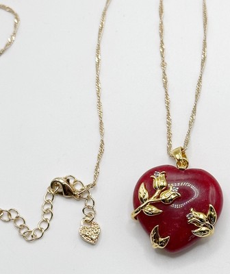 Danbury Mint Love Everlasting Dyed Jade and Diamond Heart Pendant