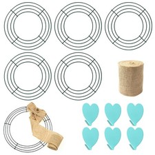 6 Pack 14 Inch Metal Wreath Frame Wreath Ring for Crafts with 6 Adhesive Hook...