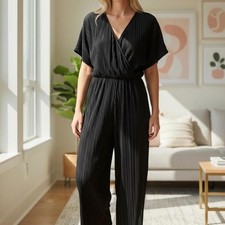Divided H M Black Pleated Wide-Leg Jumpsuit   Effortless Minimalist Style