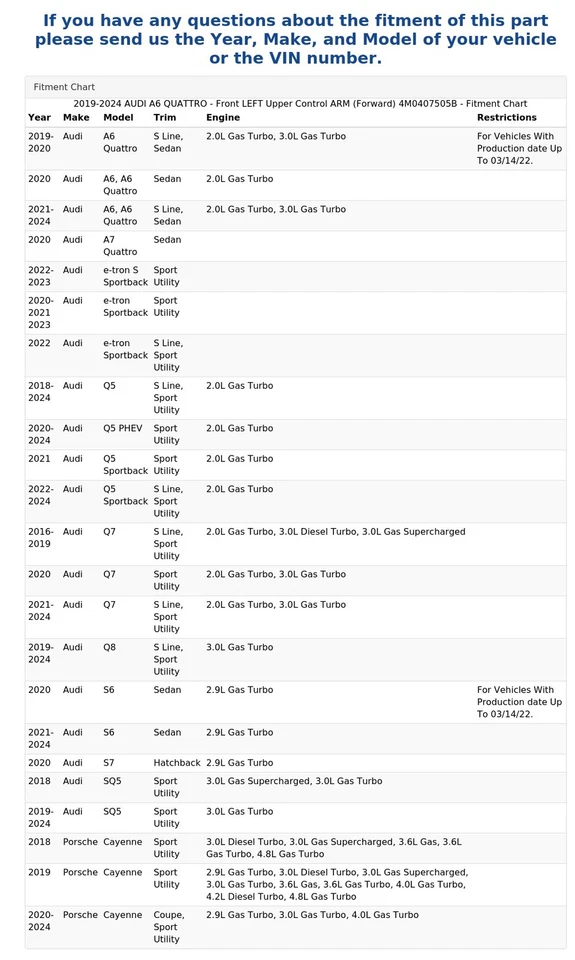AUDI A6 QUATTRO 2019-2024 - Brazo de control superior delantero izquierdo (delantero) 4M0407505B Foto 4 de 4