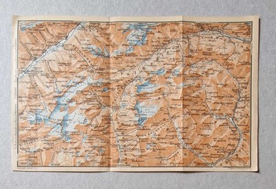 WAGNER & DEBES Baedeker Antique Regional Map of Val Bredetto, Switzerland (1901)
