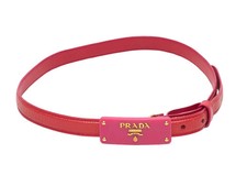 Red  Pink Prada Logo Patent Belt Size US S