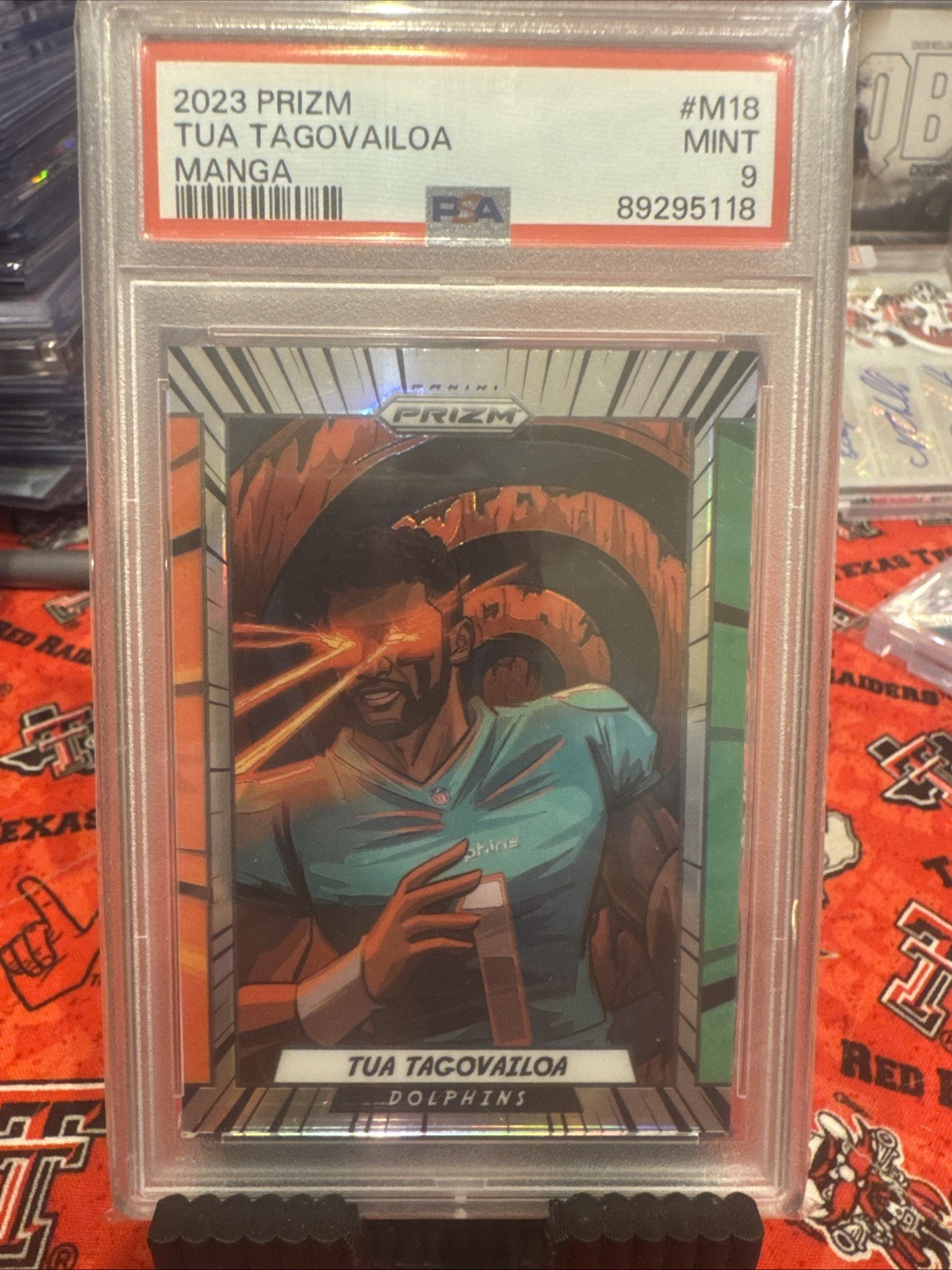 2023 Panini Prizm Manga Tua Tagovailoa #M-18 PSA 9 Miami Dolphins Case Hit